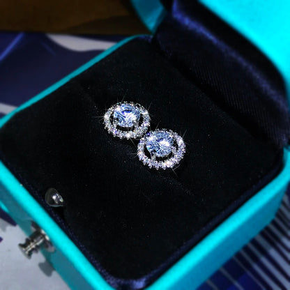 Silver Round Earrings With Zircons