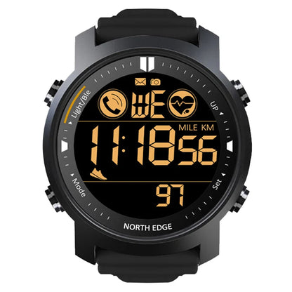 NORTH EDGE Men's Digital Watch Military Waterproof 50M Running Sports Pedometer Stopwatch Watch Heart Rate Wristband Android IOS