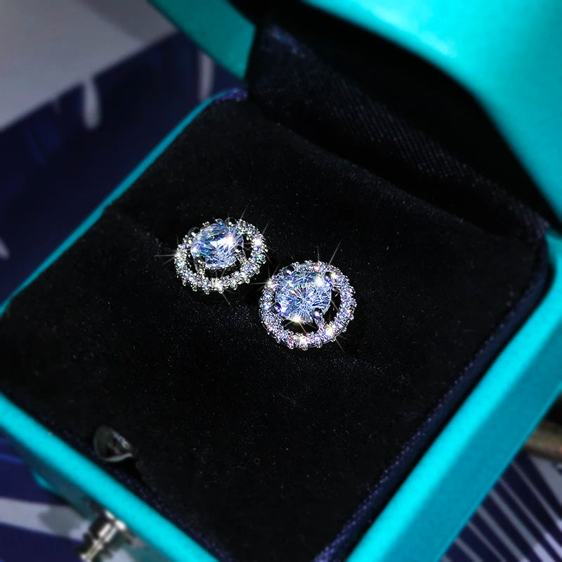 Silver Round Earrings With Zircons