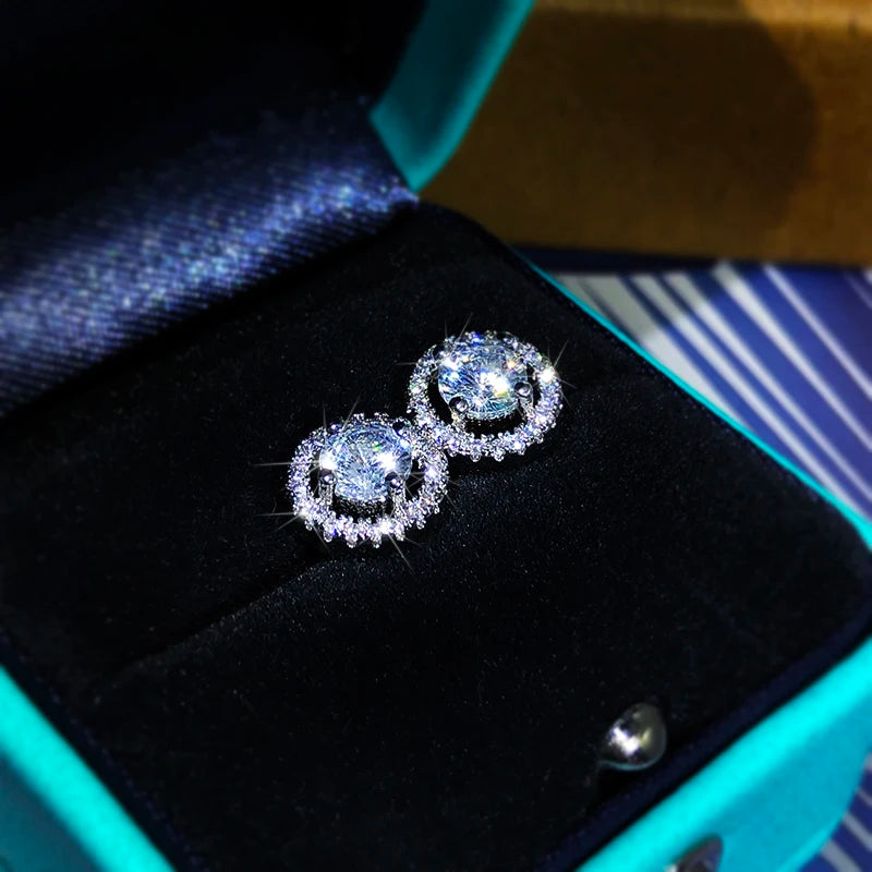 Silver Round Earrings With Zircons