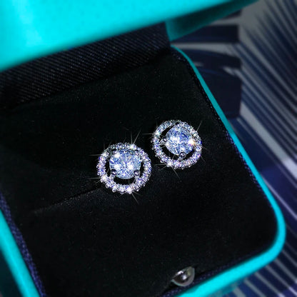 Silver Round Earrings With Zircons