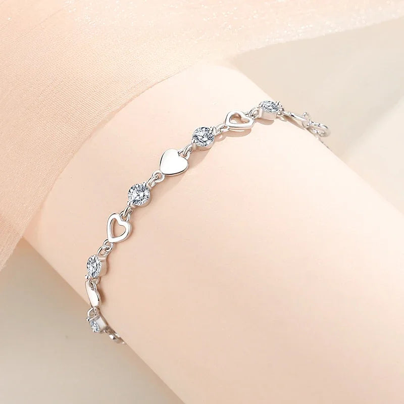 Silver Heart Shaped Bracelet