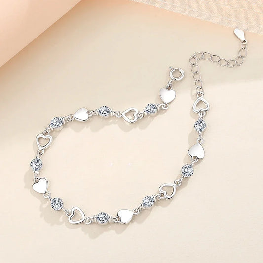 Silver Heart Shaped Bracelet