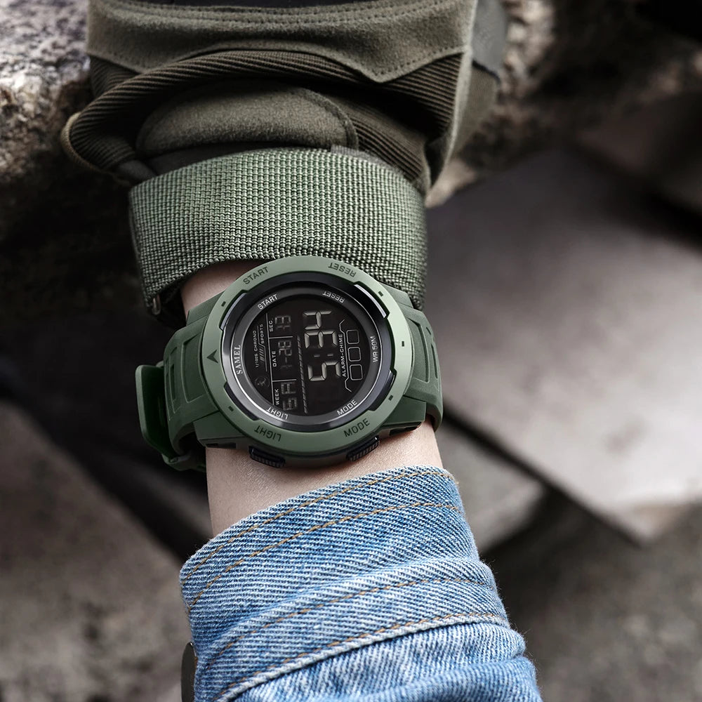 SMAEL Digital Watches Sports LED Wristwatches Men's  50m Waterproof Sport Watch Digital Light Stopwatch 8105  Military Watch Men