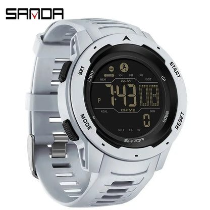 SANDA Brand Men Watches Sports Pedometer Calories 50M Waterproof LED Digital Watch Military Wristwatch Relogio Masculino 2145