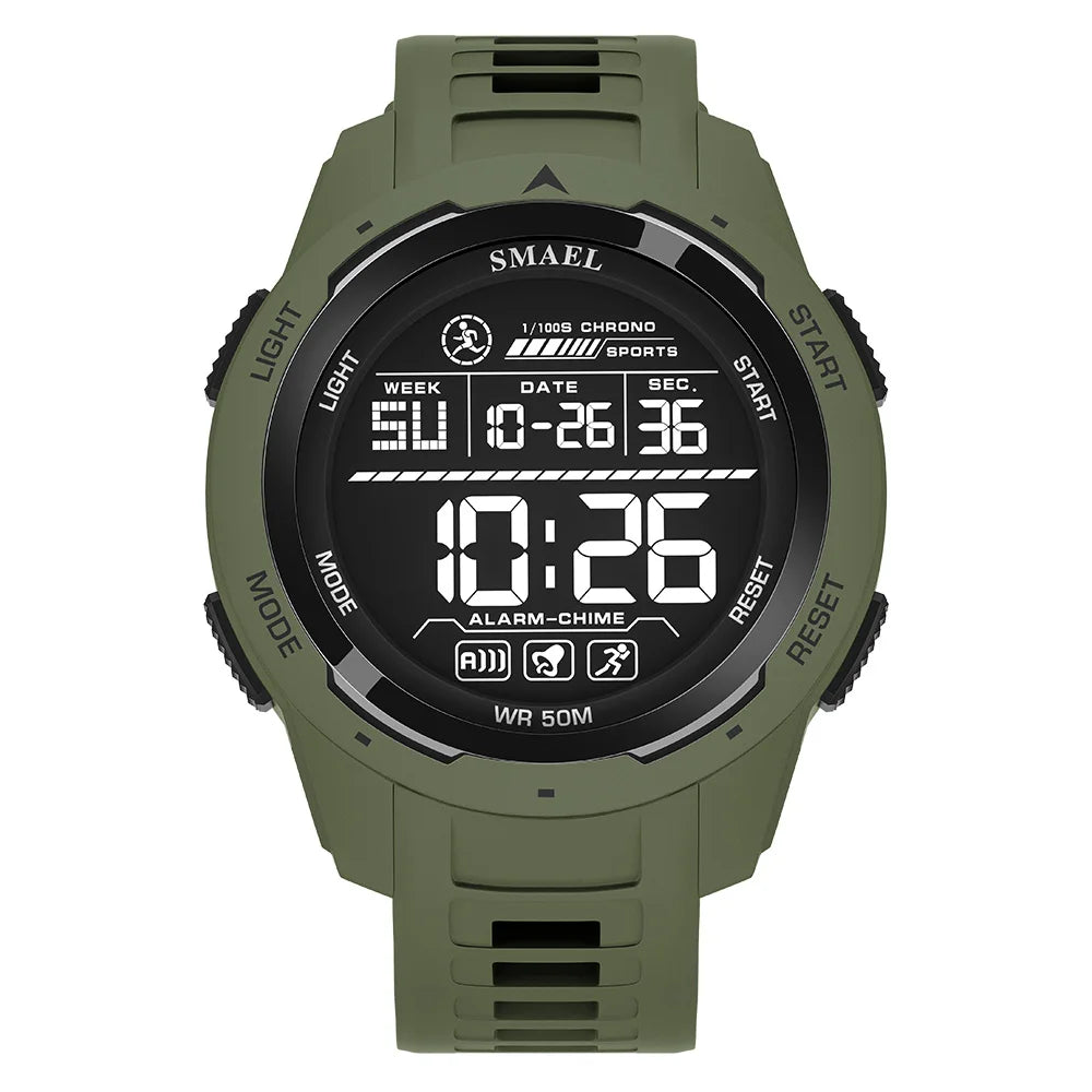 SMAEL Digital Watches Sports LED Wristwatches Men's  50m Waterproof Sport Watch Digital Light Stopwatch 8105  Military Watch Men