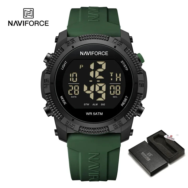 NAVIFORCE NF7104  Men's LCD Digital Casual Date and Week Alarm Waterproof Silicone Strap Electronic Watch