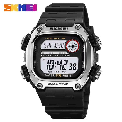 SKMEI 2126 Digital Countdown Sports Watches for Men LED Display Waterproof Stopwatch Mens Wristwatch Alarm Clock montre homme