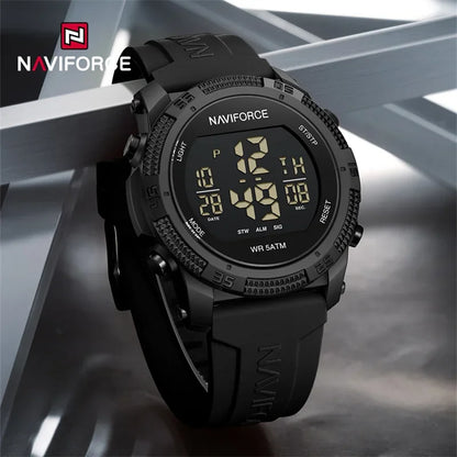 NAVIFORCE NF7104  Men's LCD Digital Casual Date and Week Alarm Waterproof Silicone Strap Electronic Watch