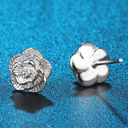 Silver Rose Earrings