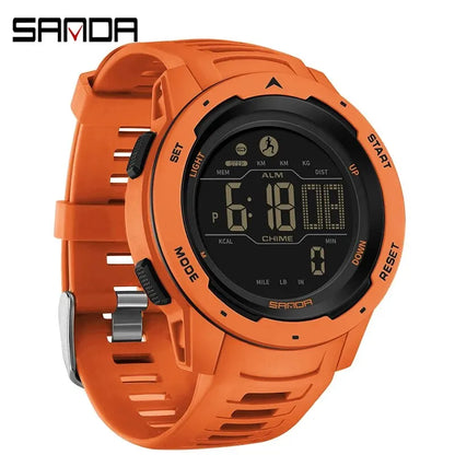SANDA Brand Men Watches Sports Pedometer Calories 50M Waterproof LED Digital Watch Military Wristwatch Relogio Masculino 2145