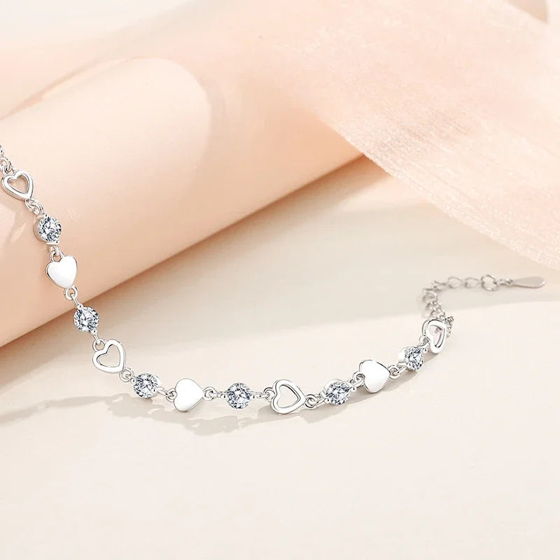 Silver Heart Shaped Bracelet