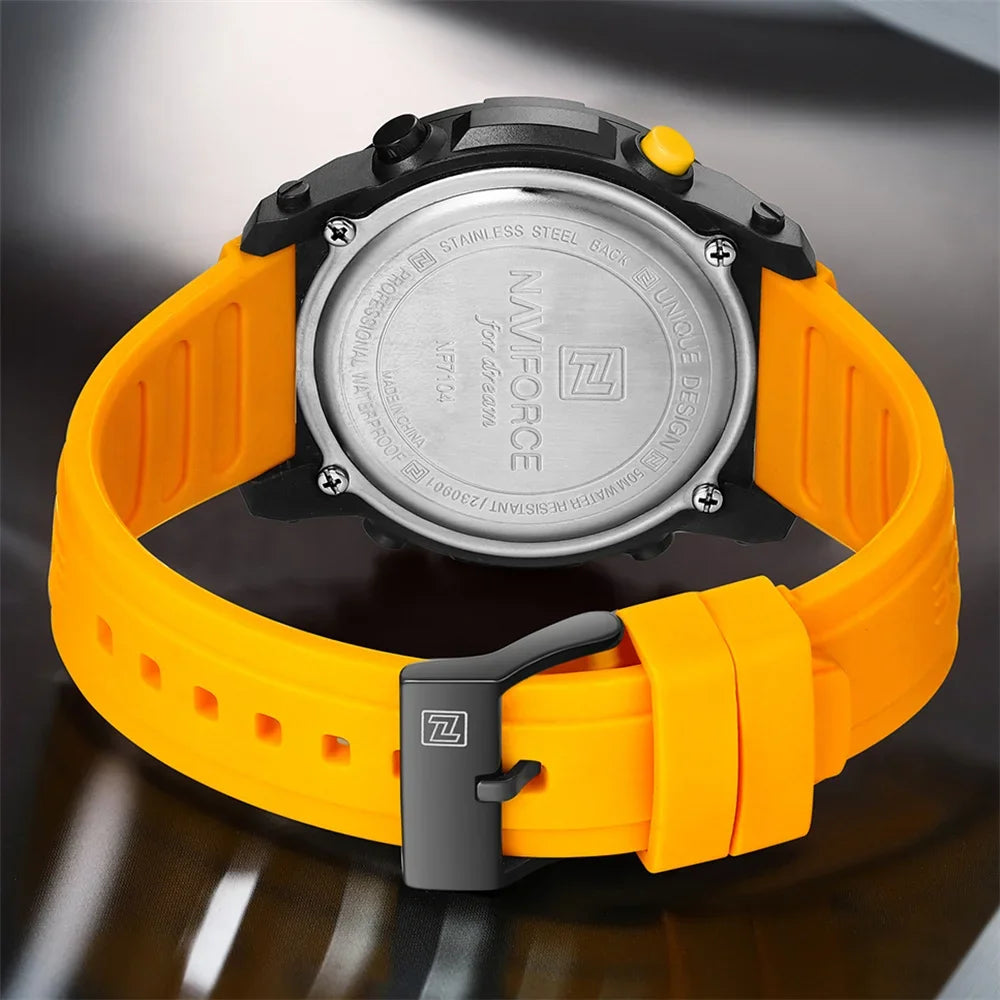 NAVIFORCE NF7104 Digital Watch Men Military Sport Chronograph Wristwatch Stopwatch Waterproof Original Male Electronic  Gift