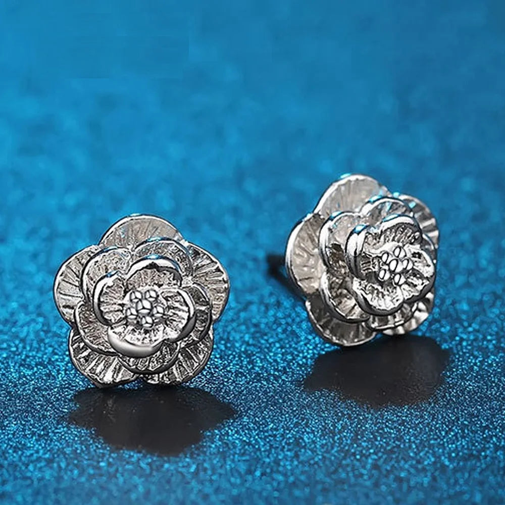 Silver Rose Earrings